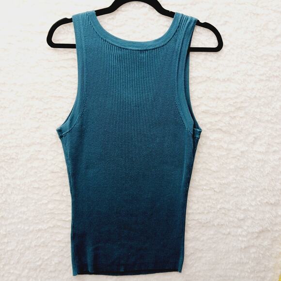 Sweater Tank XL Dark Teal Green Ribbed Minimalist Soft Girl Capsule Clean Lines - Picture 2 of 7